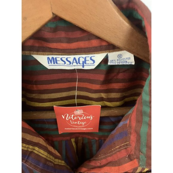 Messages women’s sz 10 vtg 80s vertical stripe multi color button up shirt - Picture 2 of 5